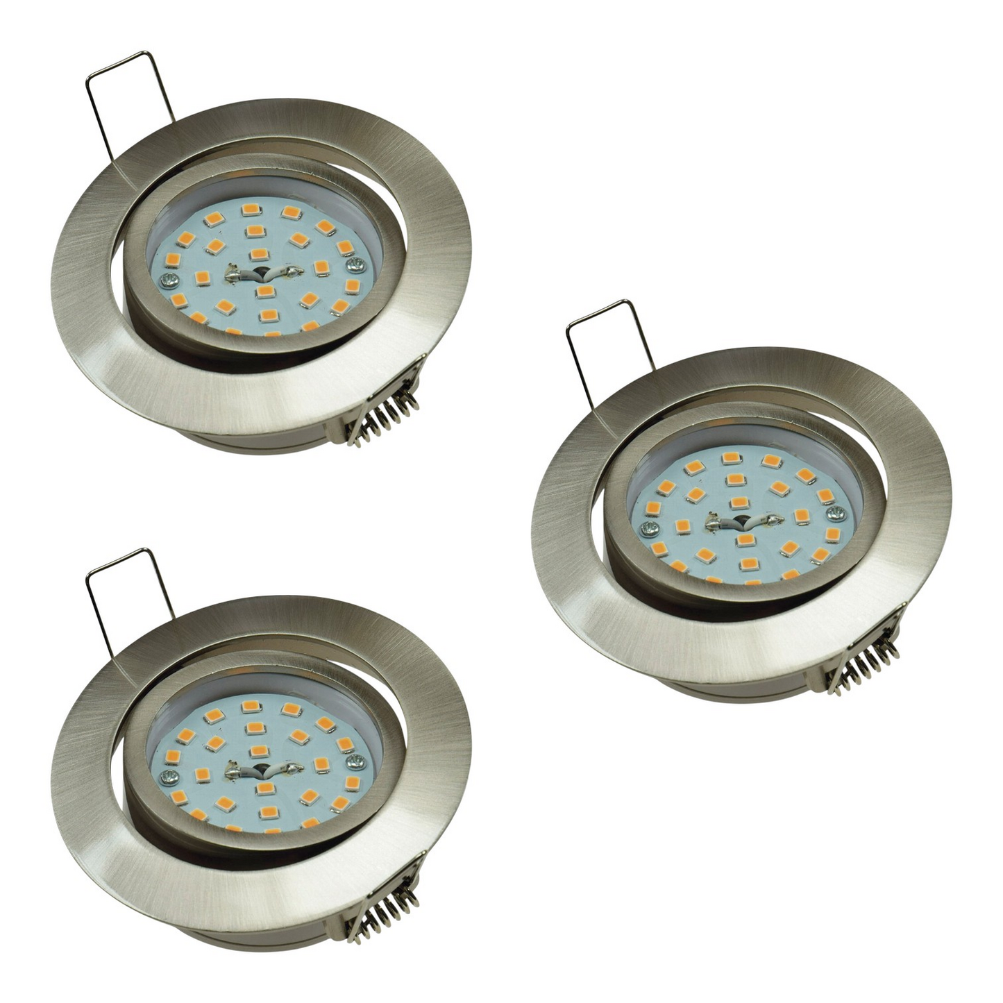 Chilitec LED innfelld loftljós í B-flokki, flatt ljós, ryðfrítt stál, 3 stykki