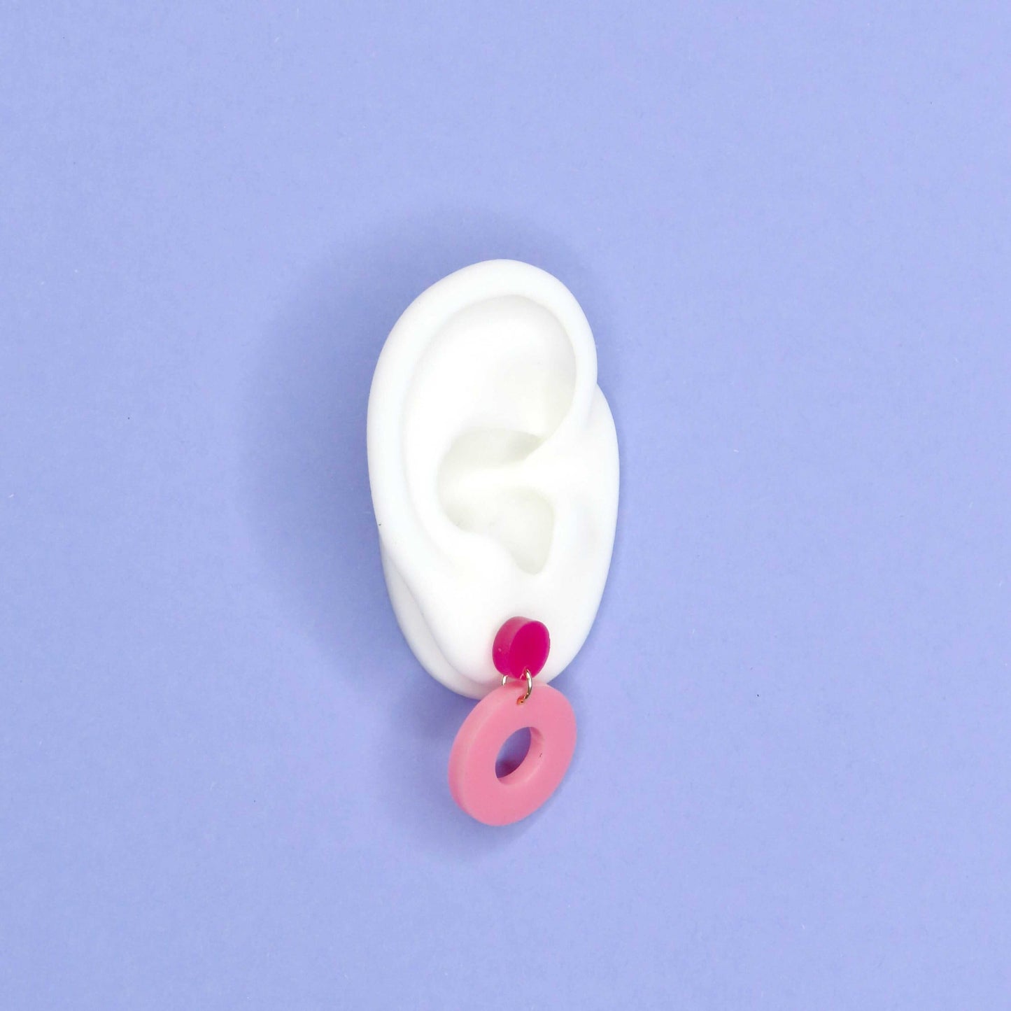 Colorblock Circle Ohrstecker in pink & rosa