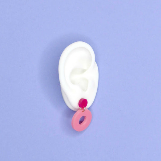 Colorblock Circle Ohrstecker in pink & rosa