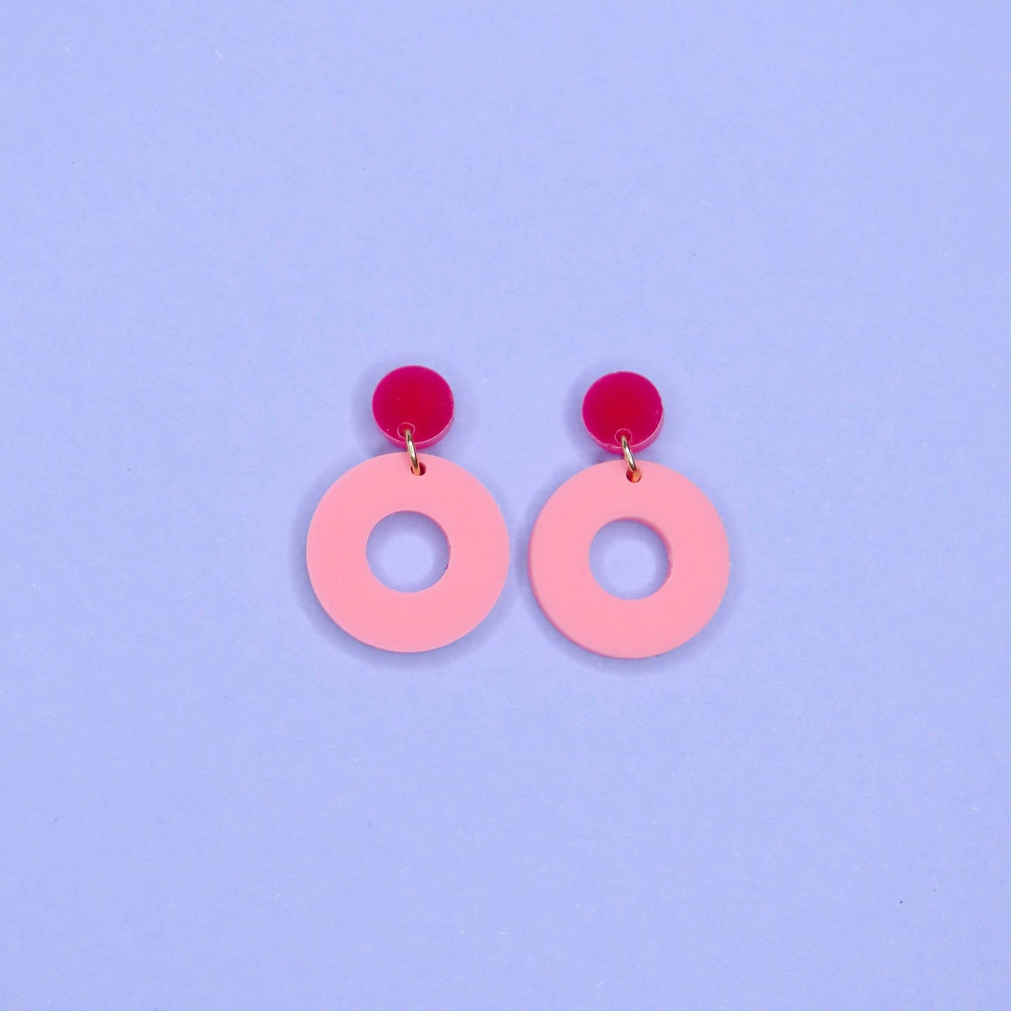 Colorblock Circle Ohrstecker in pink & rosa