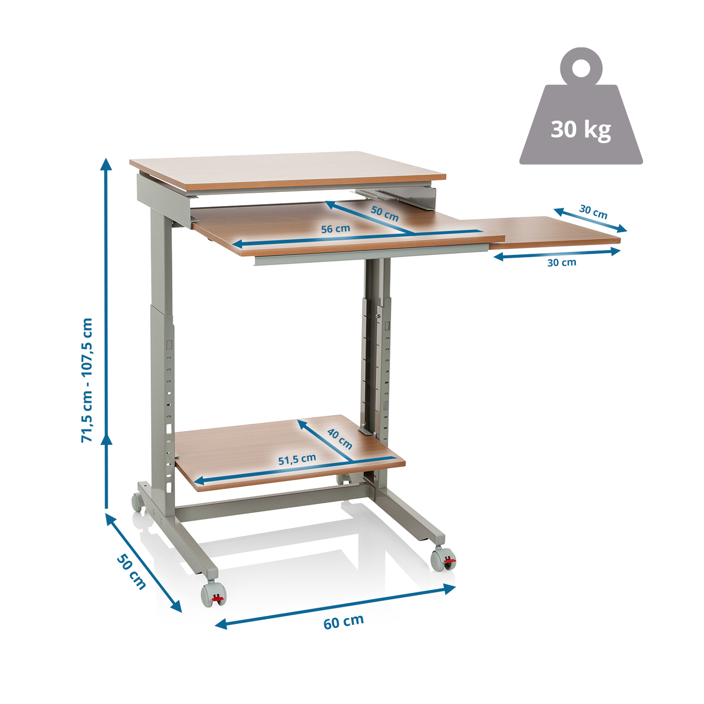 B-Ware Hjh Office Computertisch Schreibtisch Workstation Grau Buche Tisch Tischmöbel