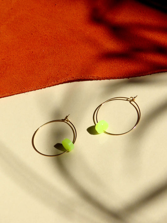 Neongelbe Dots Hoops aus Edelstahl