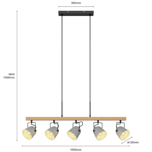 B-Ware Lindby Adalin Hängeleuchte Pendelleuchte Deckenlampe Lampe Fünfflammig Grau588