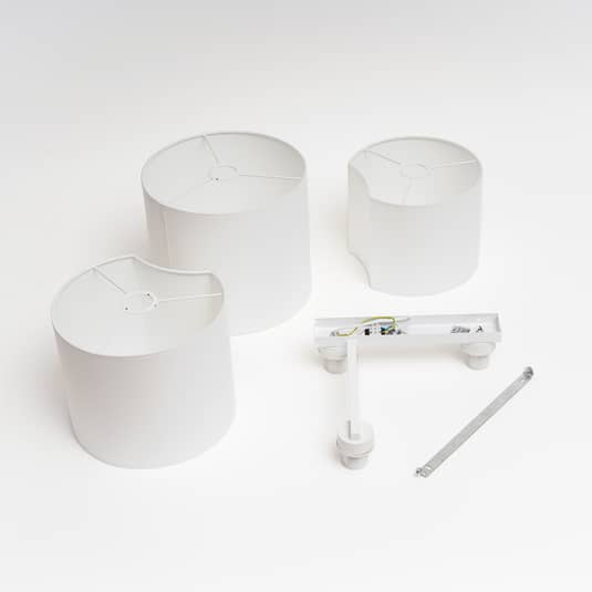 B-flokks Euluna loftlampi, loftljós, lampi, ljósastæði, Mona LED, þriggja ljósa, hvítur, málmur