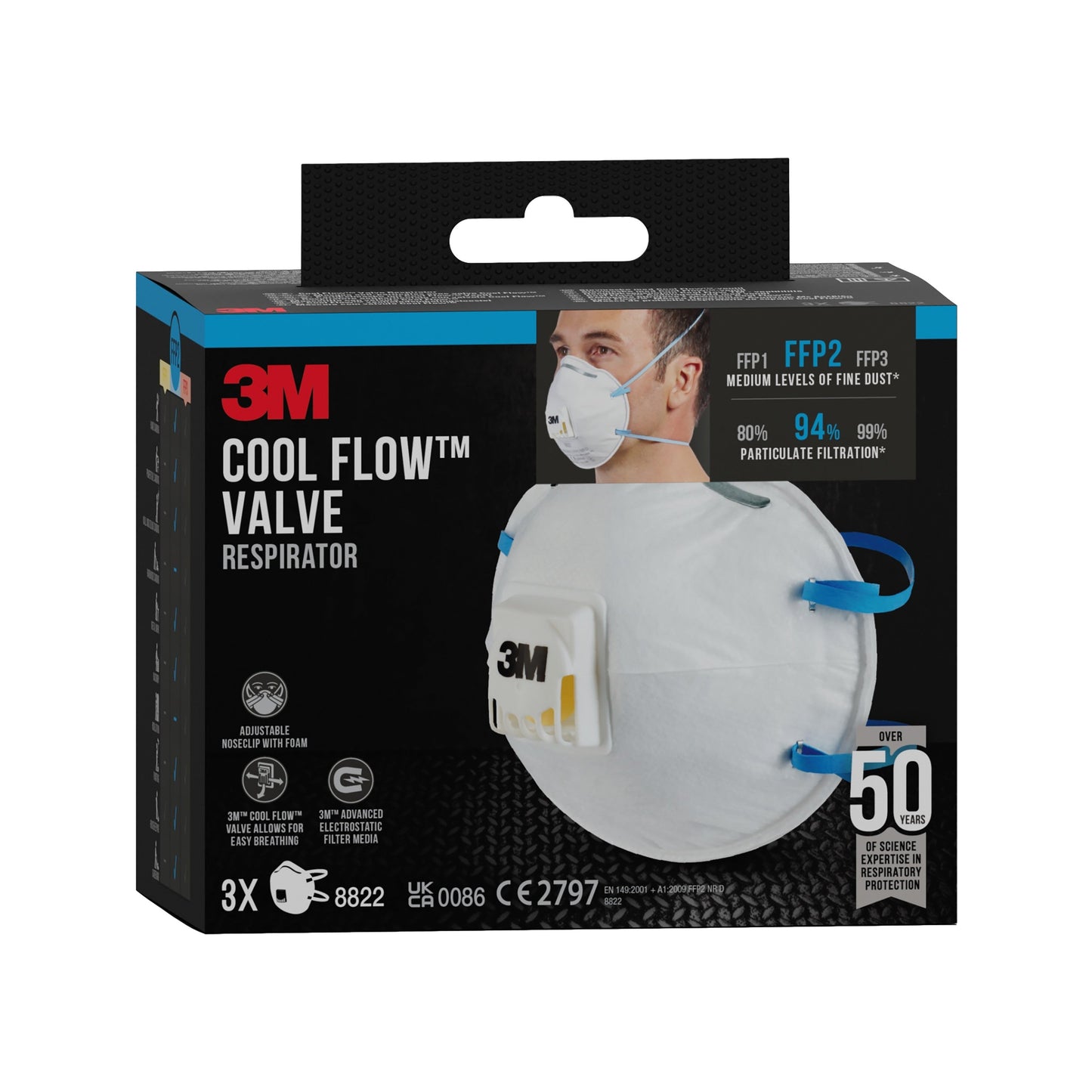 3M™ Cool Flow™ Partikelmaske 8822, FFP2, mit Ventil