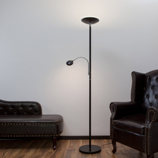 B-grade Lindby Malea floor lamp with LED and reading arm, IP20, 5W, 230V, Schw597 