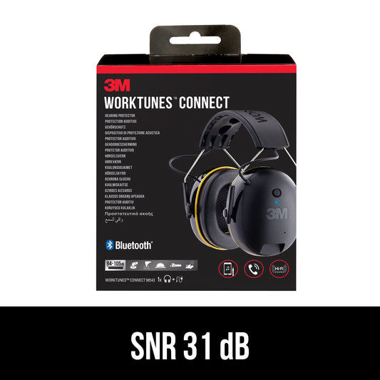 3M™ WorkTunes™ Connect Kapselgehörschutz 90543E, Bluetooth®, SNR-Wert 31 dB, Schwarz | Packung (1 Stück)