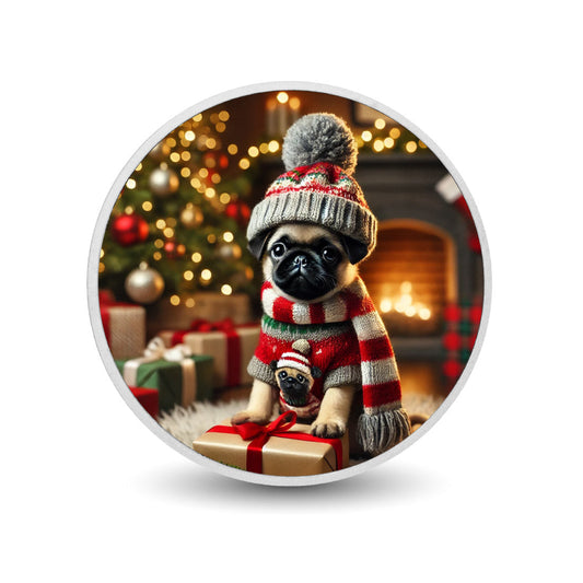 Cozy Christmas Pug 1oz Silver Coloured Coin