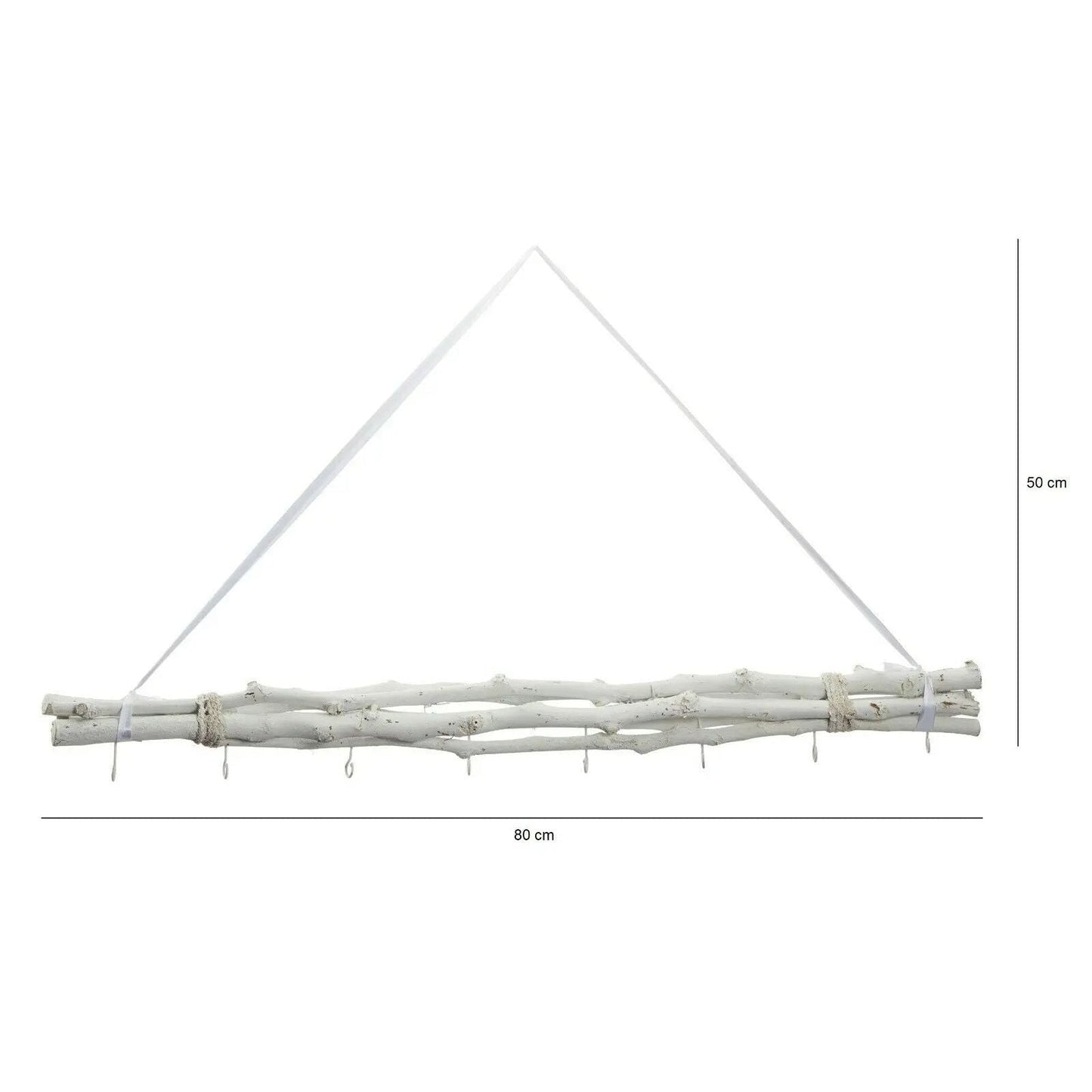 Dekozweige weiß Holz 8 Haken Fensterdeko Hängeast Deko Ast Hängezweige 80 cm