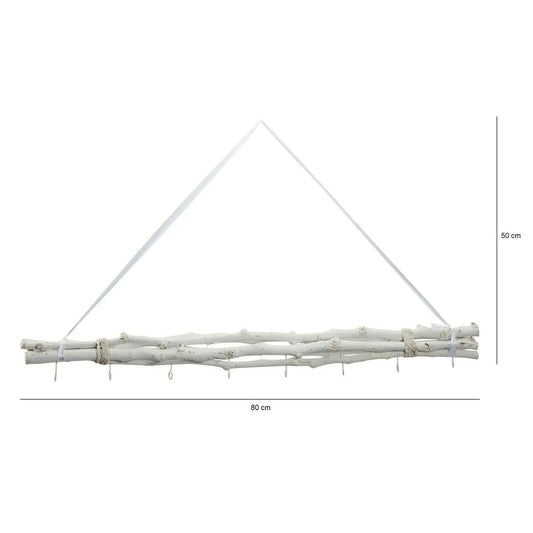 Dekozweige weiß Holz 8 Haken Fensterdeko Hängeast Deko Ast Hängezweige 80 cm