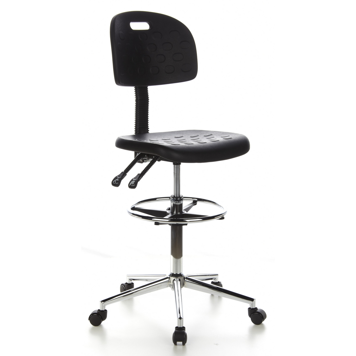 B-grade Hjh Office stool / swivel stool / work chair Top Work 23 hard foam black Chr