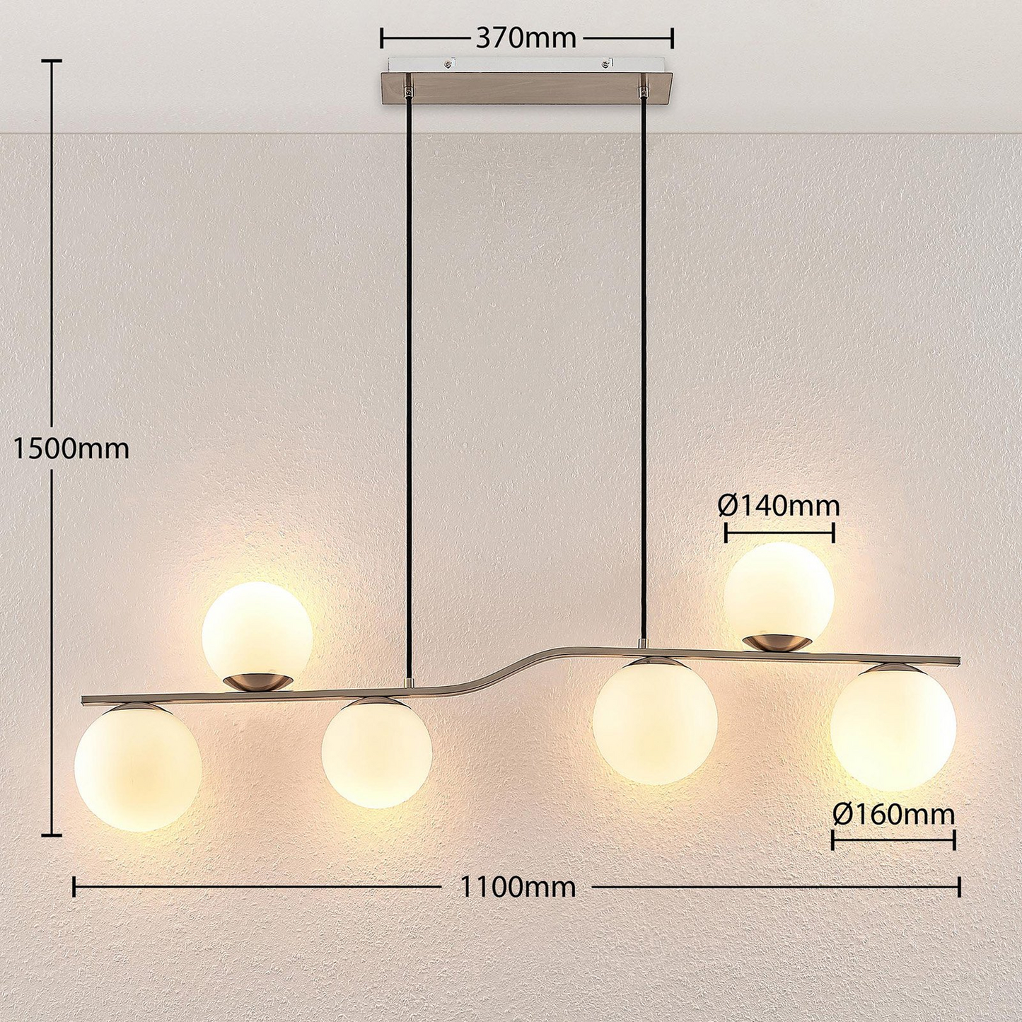 B-grade Lindby Avalyn pendant light, ceiling lamp, hanging lamp, white Nic299