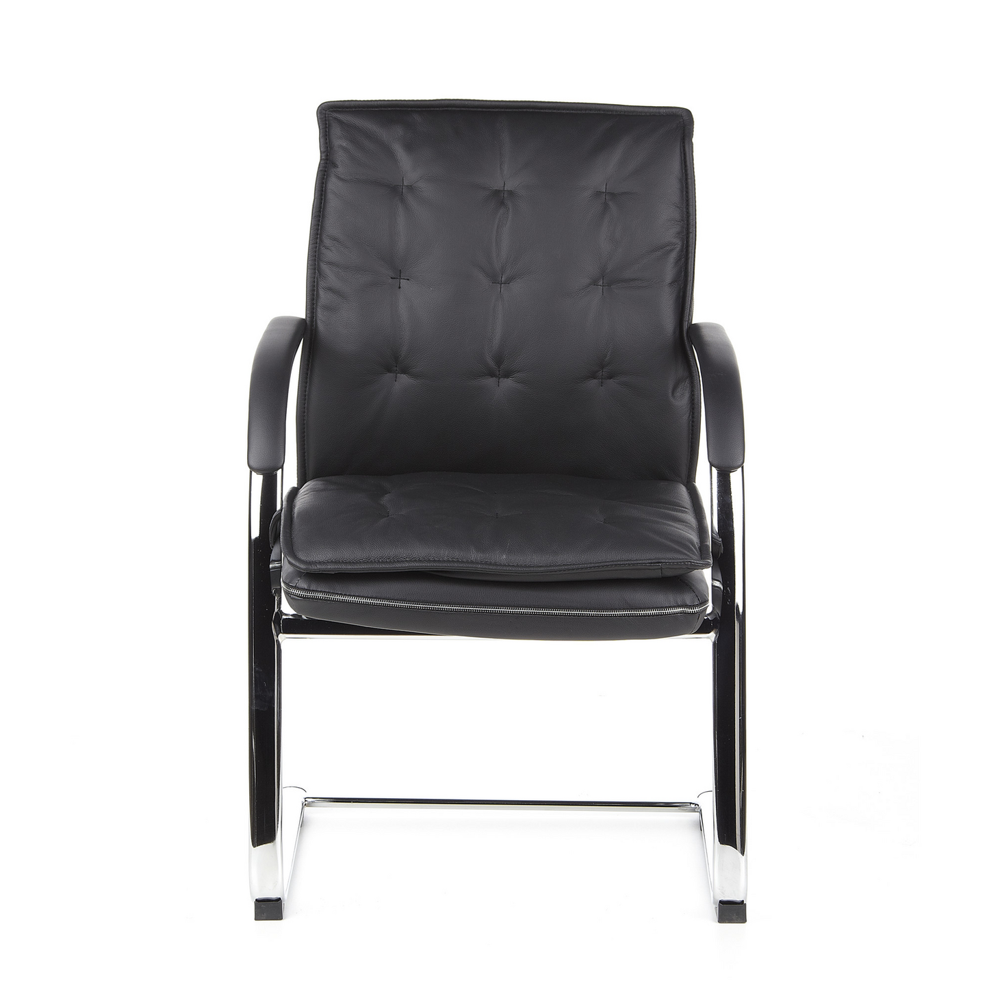 B-stock hjh OFFICE VILLA V conference chair, cantilever chair, seat in black nappa leather