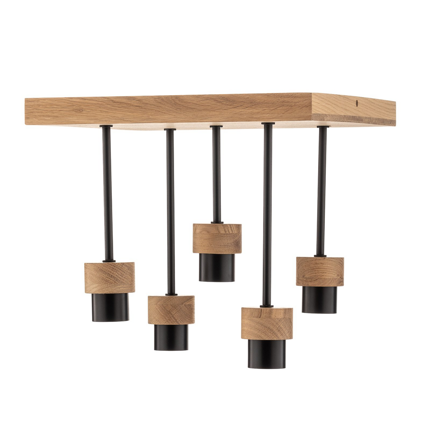 B-flokks Euluna loftlampi Millume eikarviður ferkantaður 5 ljósa skrautlegur loftlampi E27 