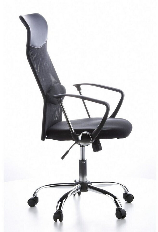 Skrifstofustóll í B-flokki, framkvæmdastjórnarstóll, skrifborðsstóll, Aria High, möskvaefni, gervileður, svartur