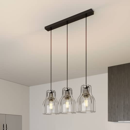 B-grade Euluna pendant light Aria, dining room lamp, three-light E 