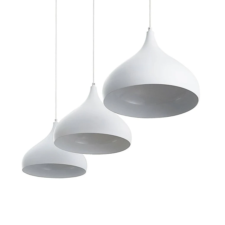 B-grade Lindby Elamira pendant light, ceiling lamp, hanging lamp, 3 bulbs, E27, white, M196 