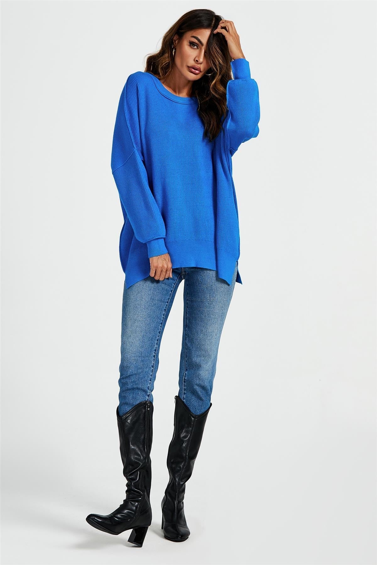 Oversized Jumper Top In Blue