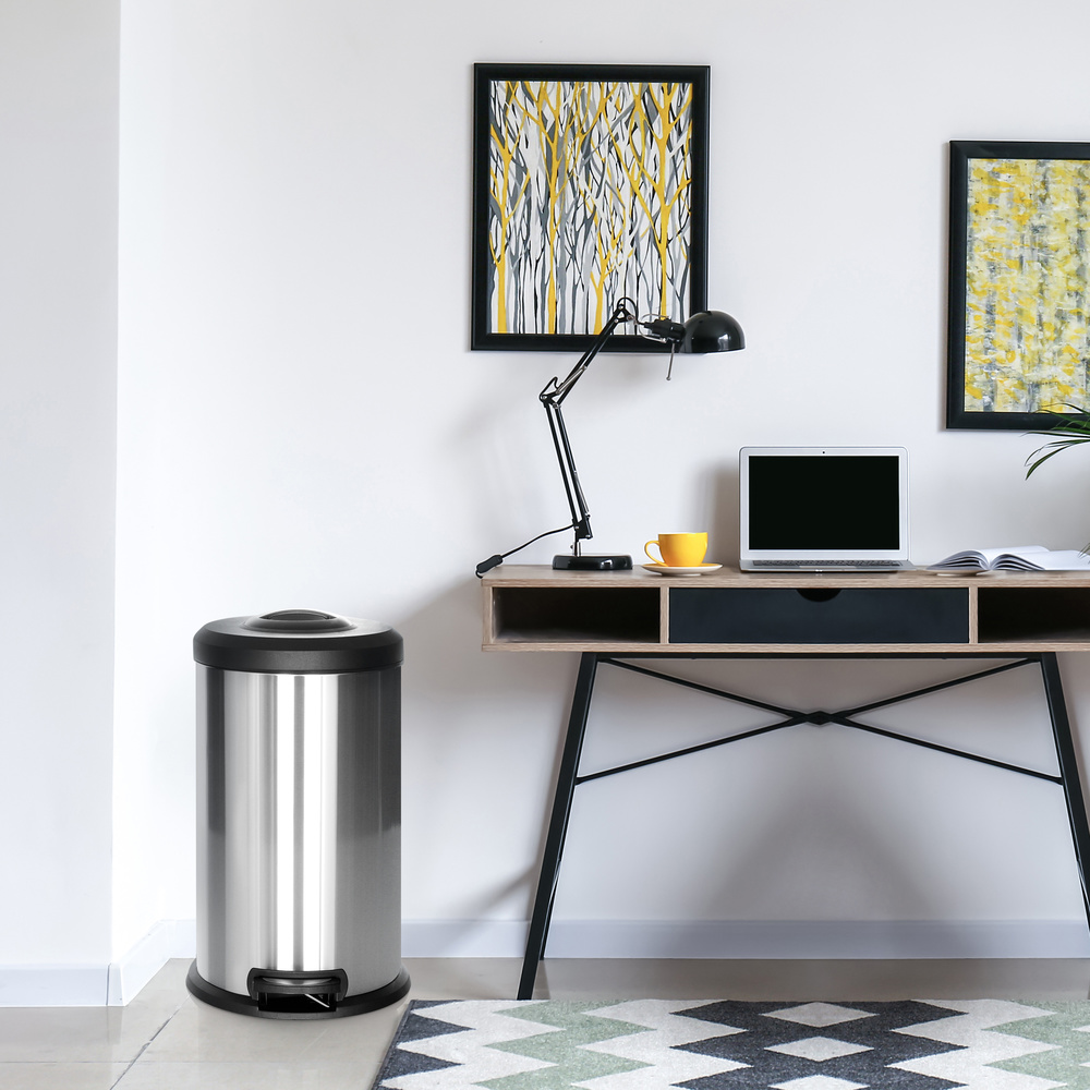 B-grade Hjh Office waste collector, trash can, 40 L, silver, steel