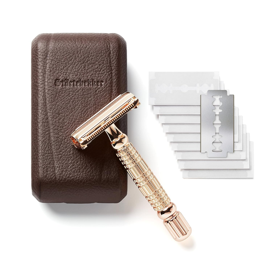 B-Ware Störtebekker Rasierhobel Herrenrasierer Rasierer 10 Rasierklingen Etui Spiegel