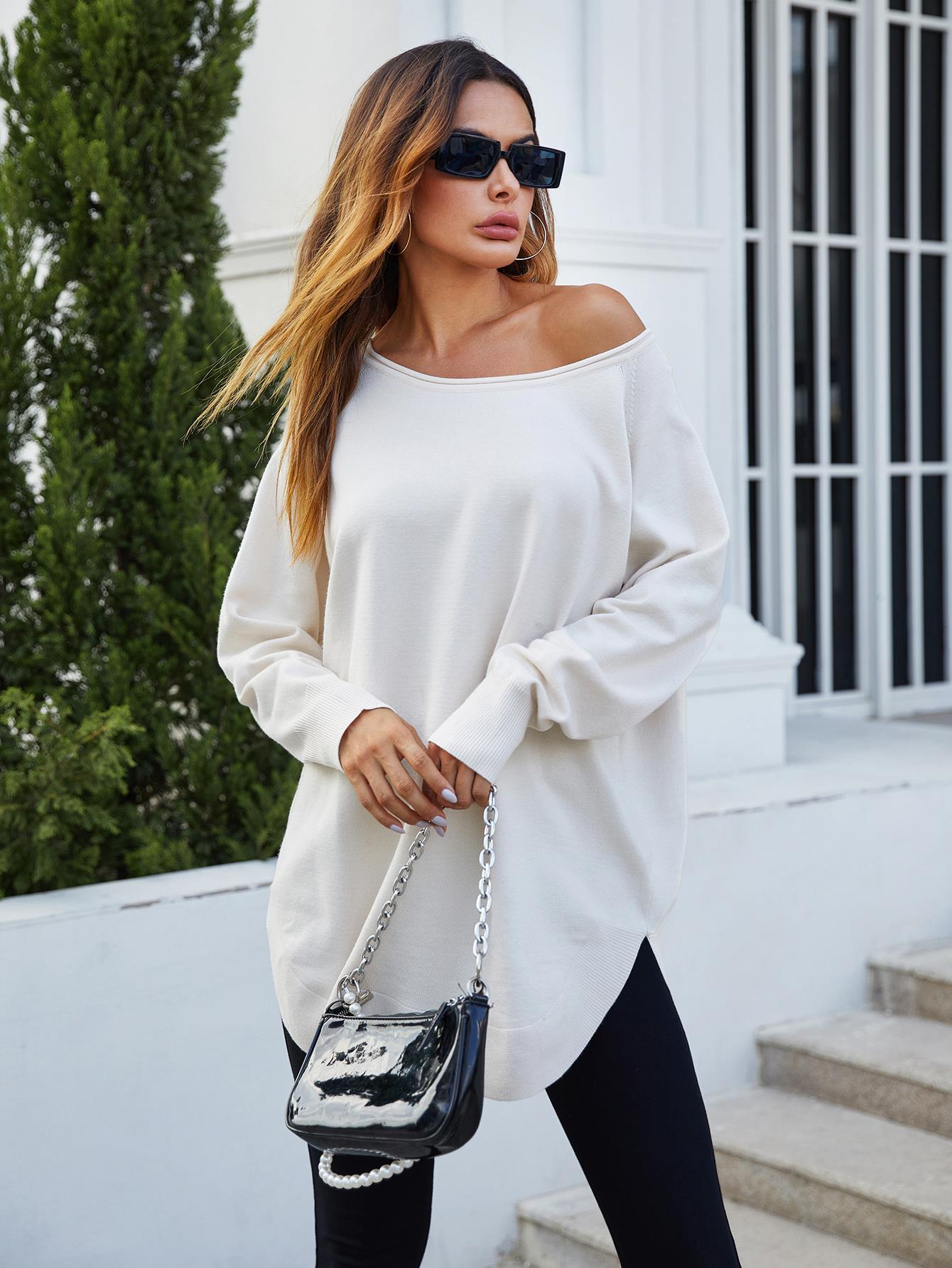 Stór prjónaður peysutoppur í ecru