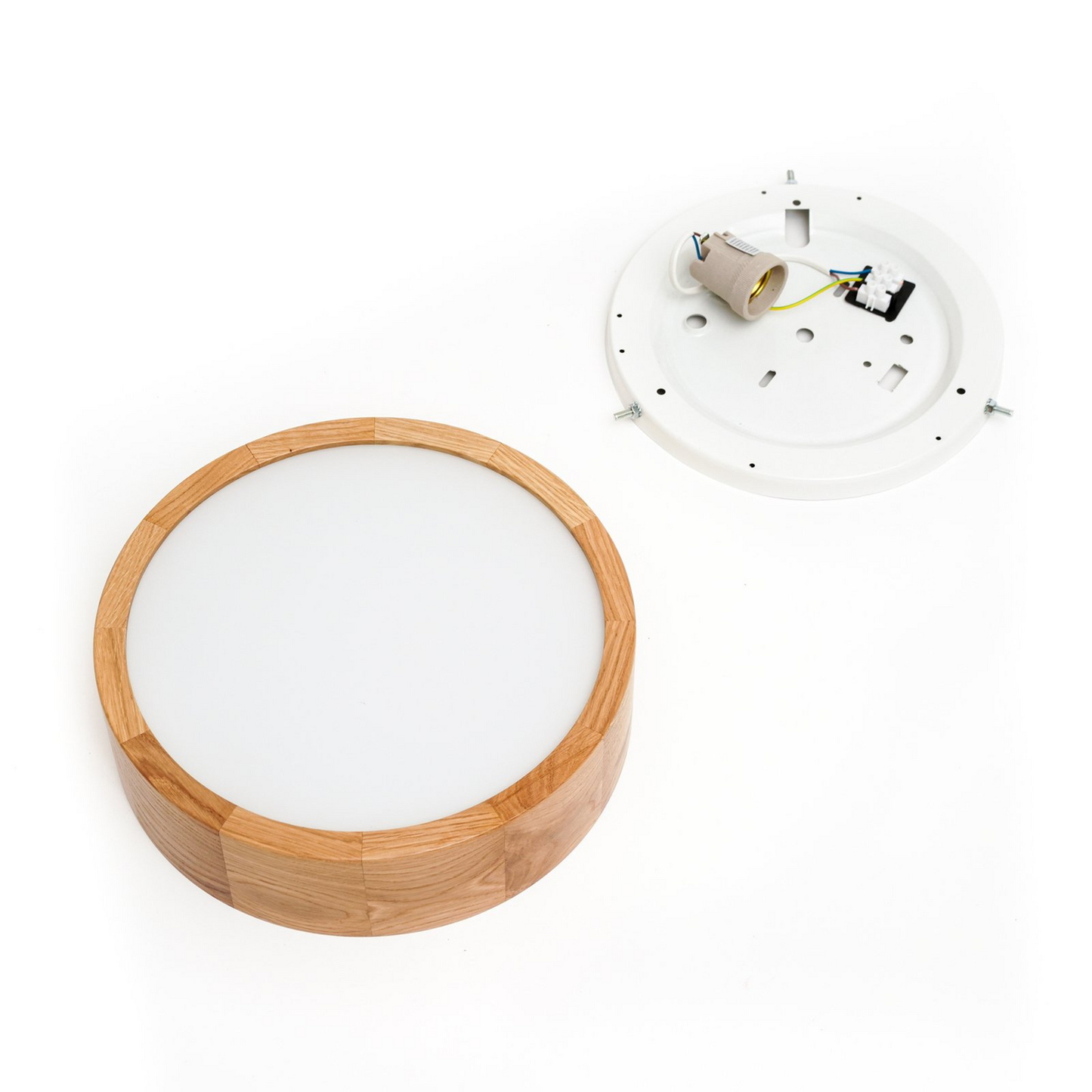 B-flokks Envostar Kerio loftlampi ø 27 cm náttúruleg eikarloftlampi ljósapunktur