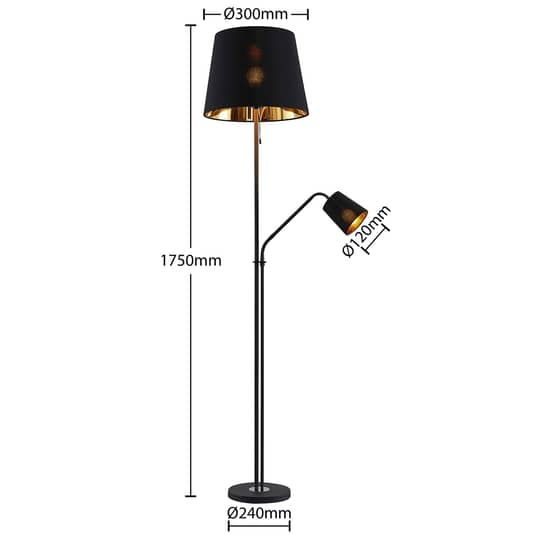 B-grade Lindby Efalia floor lamp, reading lamp, black G475 
