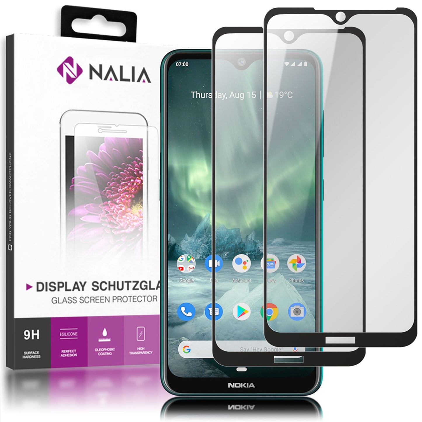 NALIA (2-Pack) Tempered Glass Screen Protector for Nokia 7.2, 9H Hardness Cover Screen Display Protection