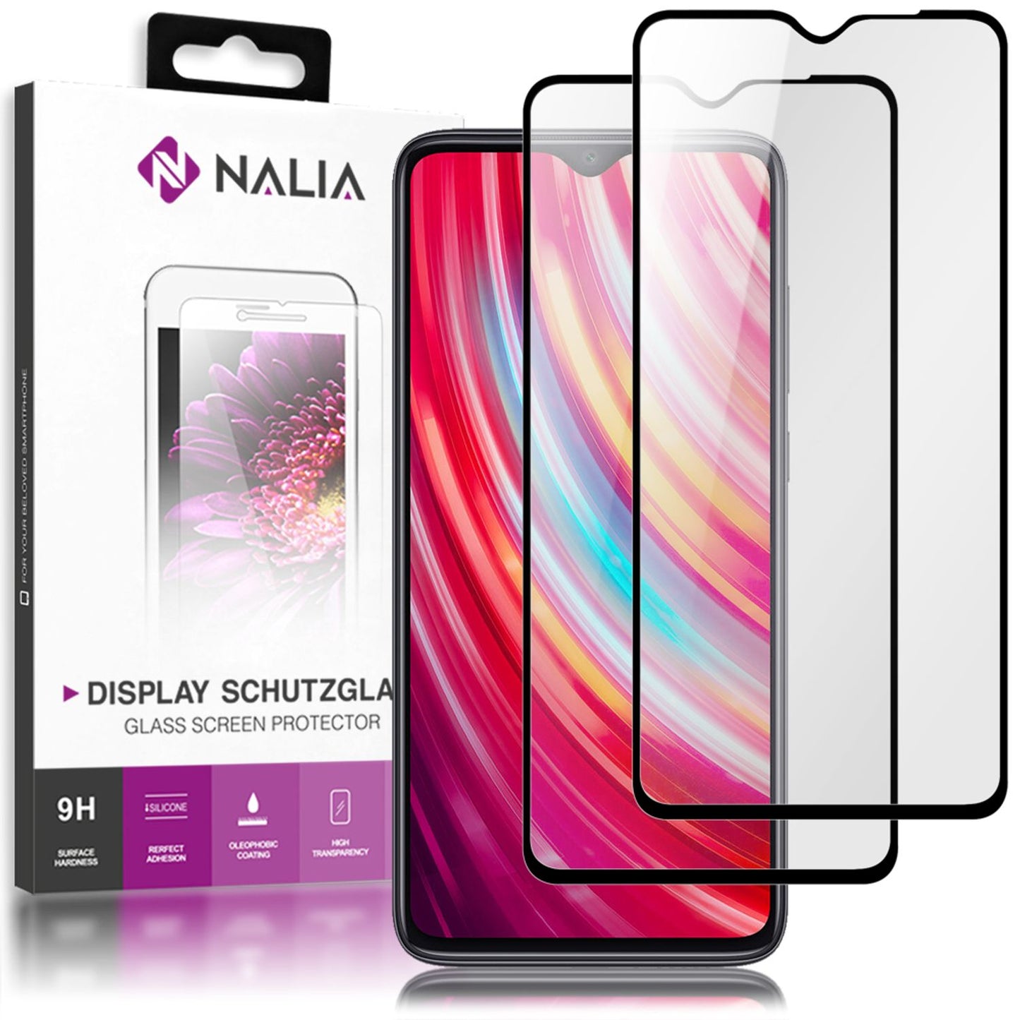 NALIA (2-pakki) hertu gler skjávörn fyrir Xiaomi Redmi Note 8 Pro