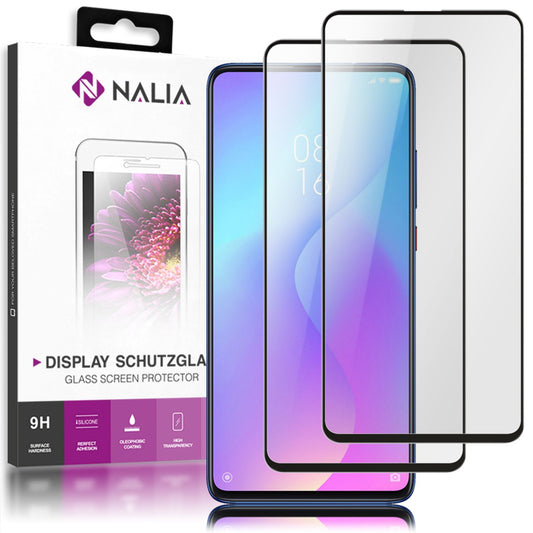 NALIA (2-Pack) Tempered Glass Screen Protector for Xiaomi Mi 9T Pro, 9H Full-Cover Screen Protection