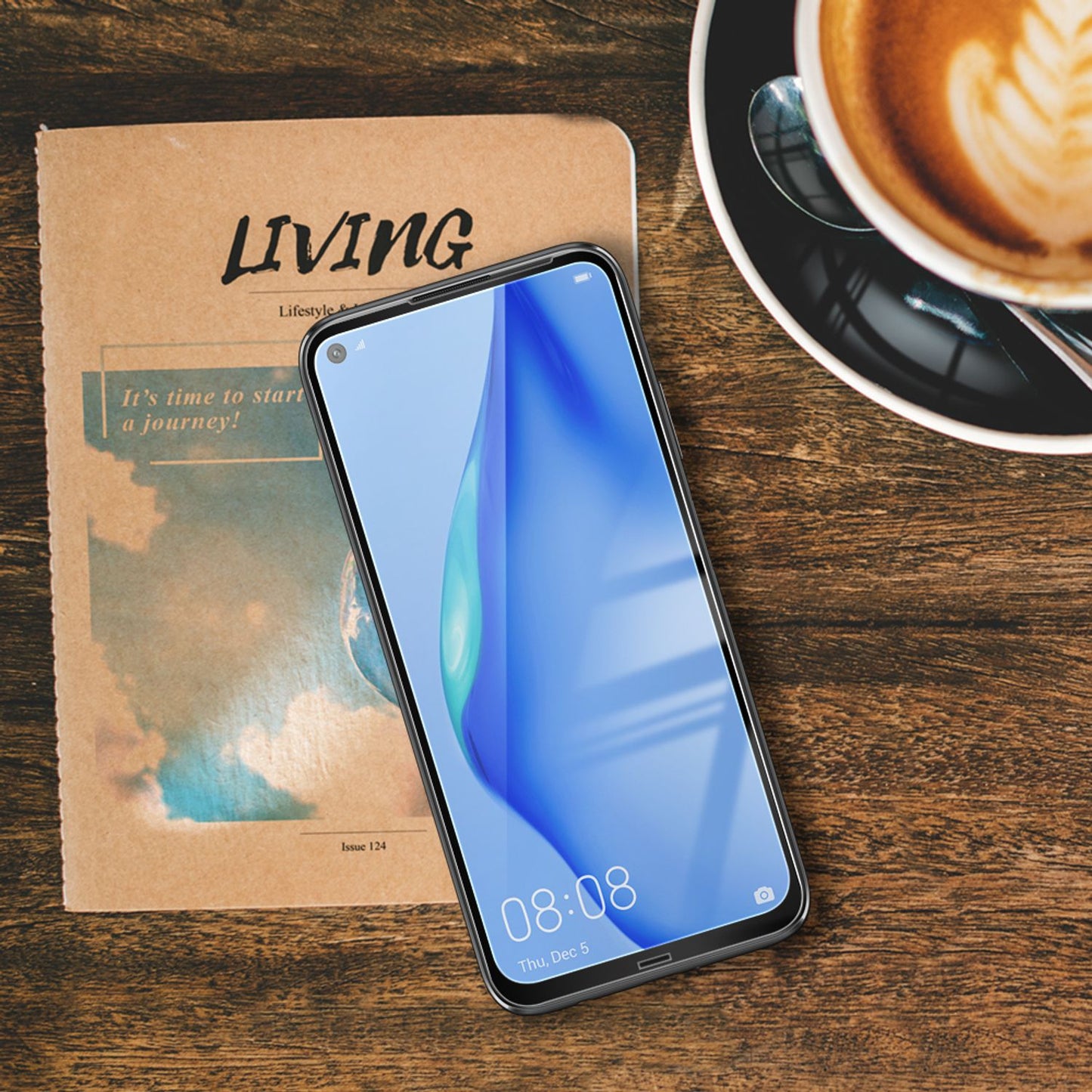 NALIA 2x hlífðargler fyrir Huawei P40 Lite, 9H fullþekjandi filma fyrir skjá farsíma