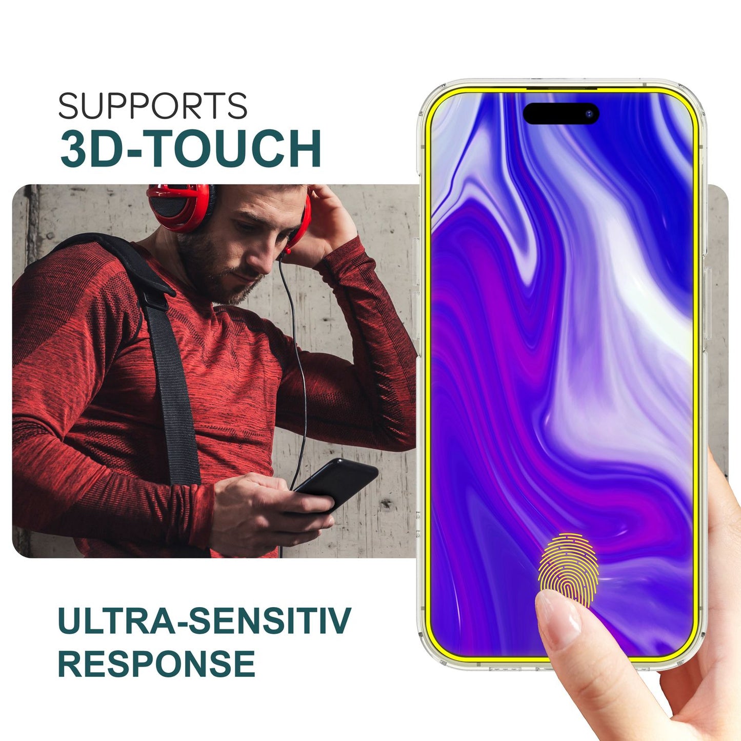 2x Tempered Glass Screen Protectors with Applicator for iPhone 15 Pro 9H Full Display Protective Glass Film