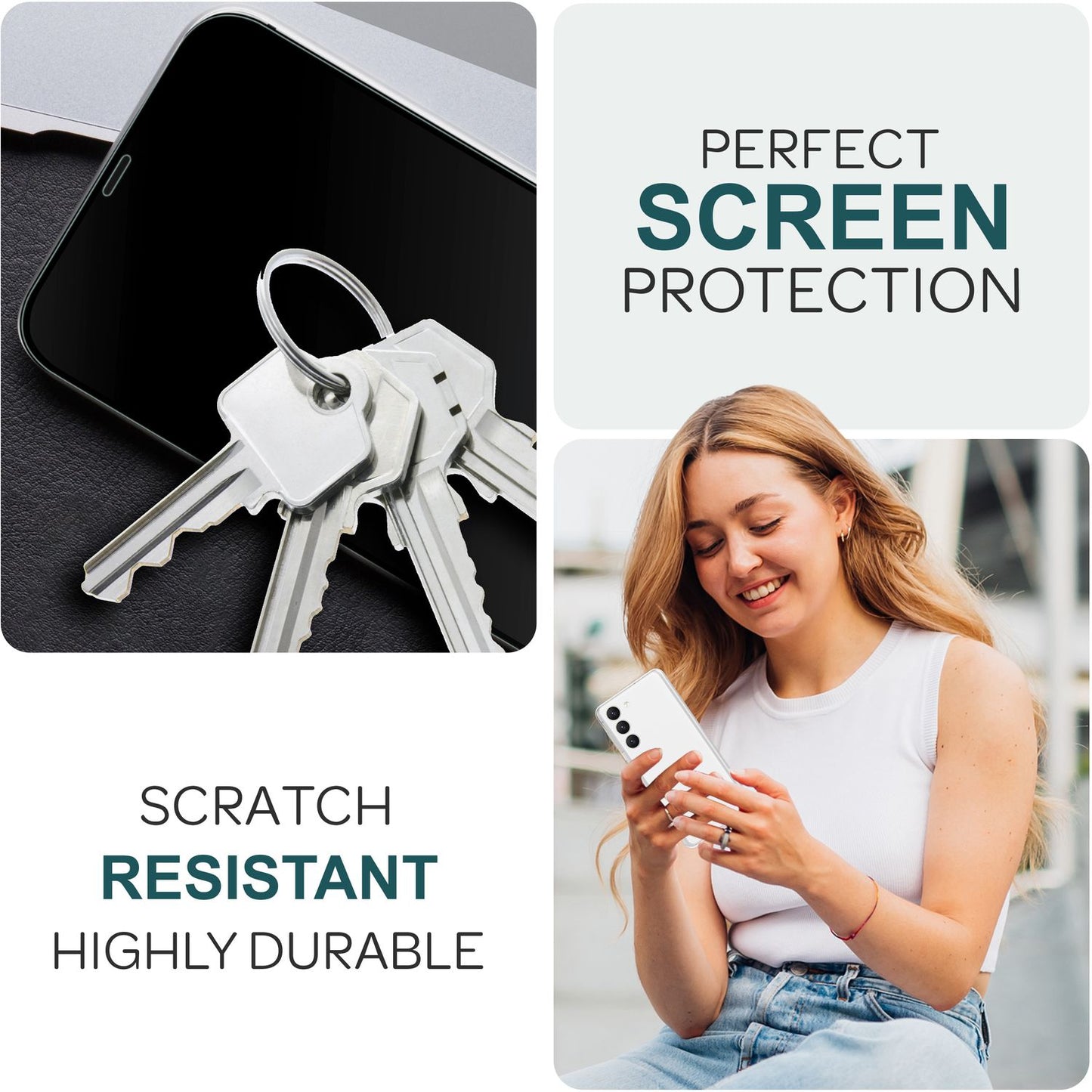 NALIA Set 2x Protective Glass &amp; 1x Applicator for Samsung Galaxy S24 Glass, Clear Screen Protector &amp; Stencil, 9H Glass Film