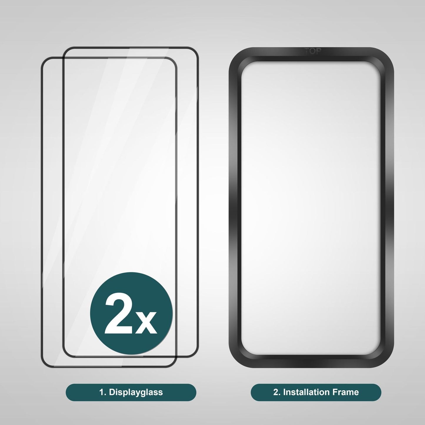 NALIA Set 2x Protective Glass &amp; 1x Applicator for Samsung Galaxy S24 Glass, Clear Screen Protector &amp; Stencil, 9H Glass Film