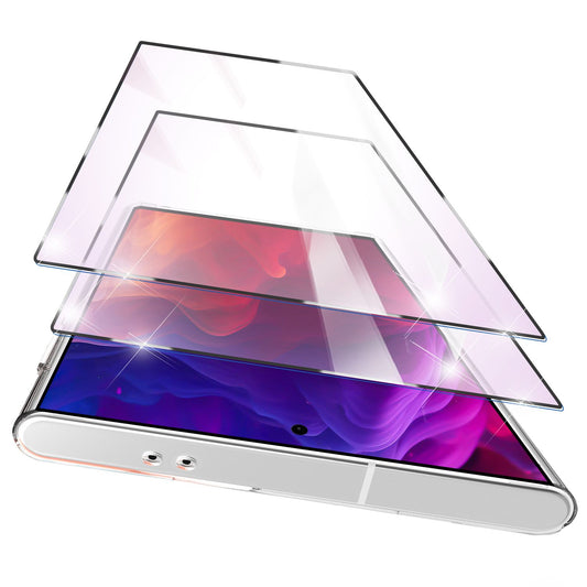 NALIA Set 2x Protective Glass &amp; 1x Applicator for Samsung Galaxy S24 Ultra Glass, Clear Screen Protector &amp; Stencil, 9H Glass Film