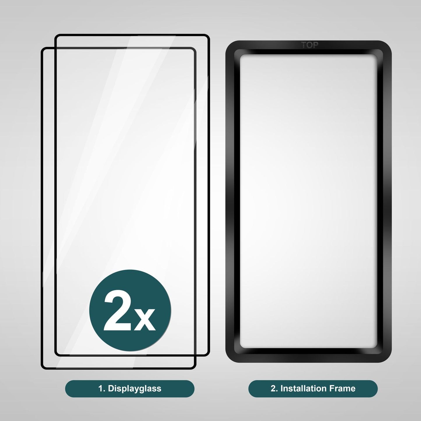 NALIA Set 2x Protective Glass &amp; 1x Applicator for Samsung Galaxy S24 Ultra Glass, Clear Screen Protector &amp; Stencil, 9H Glass Film