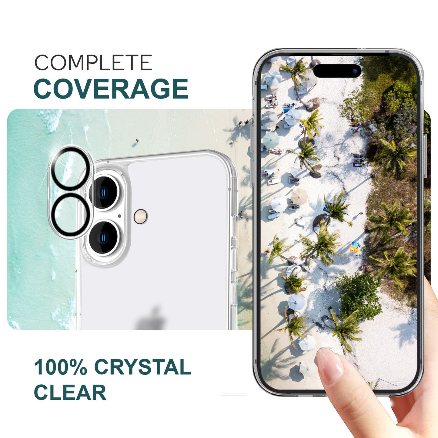 NALIA 2x Camera Lens Protector for iPhone 16, Clear Lens Protector for Rear Camera, Transparent Camera Protection, Camera Glass