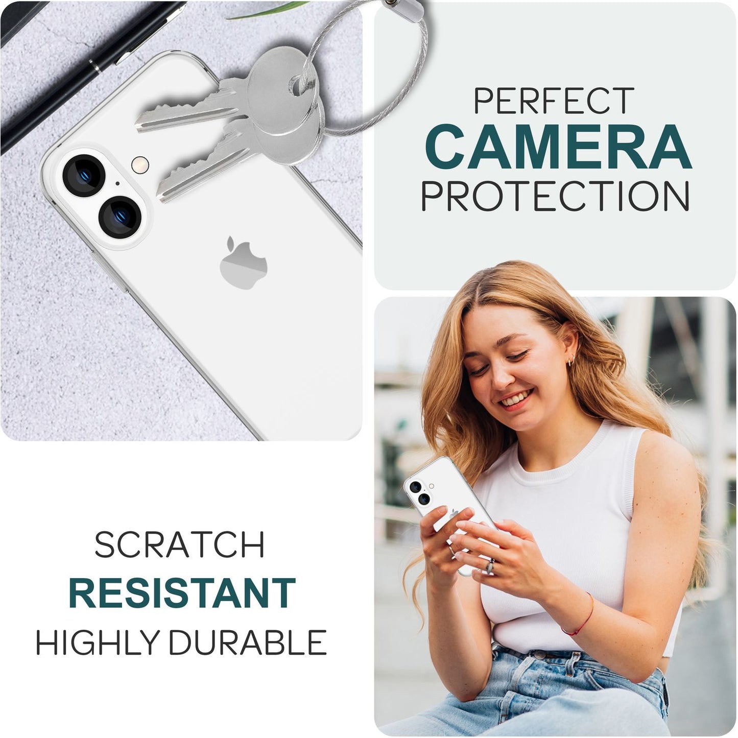 NALIA 2x Camera Lens Protector for iPhone 16, Clear Lens Protector for Rear Camera, Transparent Camera Protection, Camera Glass