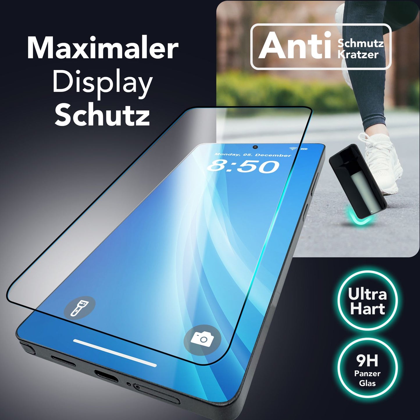 NALIA ArmorGlassX für Samsung Galaxy S25 Ultra Glas, 2x Schutzglas mit Schablone zur Installation, Hochtransparenter Displayschutz mit schwarzem Rand, Oleophobe Glasfolie 9H Härte