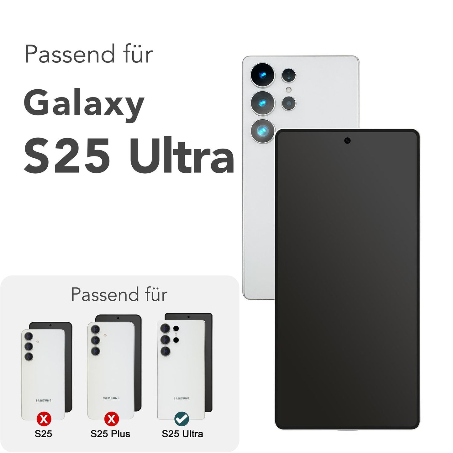 NALIA ArmorGlassX für Samsung Galaxy S25 Ultra Glas, 2x Schutzglas mit Schablone zur Installation, Hochtransparenter Displayschutz mit schwarzem Rand, Oleophobe Glasfolie 9H Härte