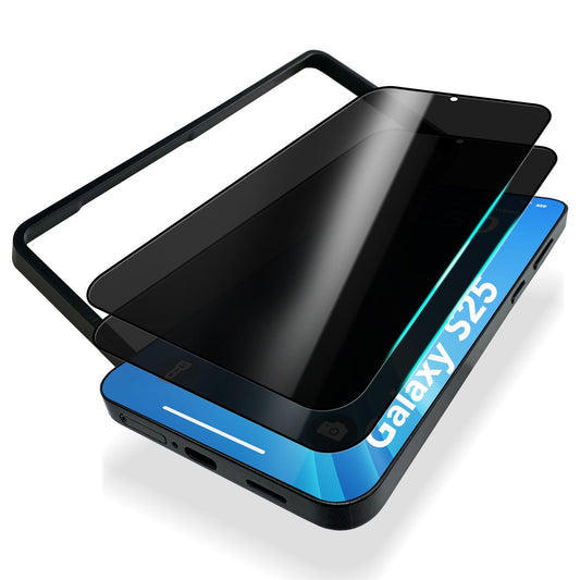 NALIA AntiSpyX fyrir Samsung Galaxy S25 gler, skjávörn með uppsetningarhjálp, rispuþolin 9H hertu filmu, olíufælandi njósnavörn úr gleri