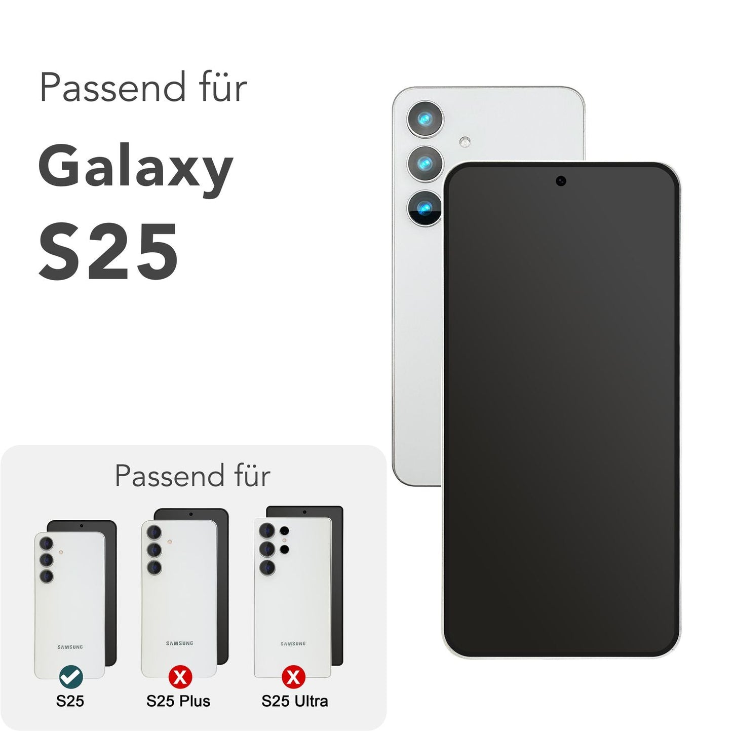 NALIA AntiSpyX für Samsung Galaxy S25 Glas, Privacy Schutzglas mit Montagehilfe zur Installation, Kratzfeste 9H gehärtete Blickschutz-Folie, Oleophobes Anti-Spy Displayschutz-Glas