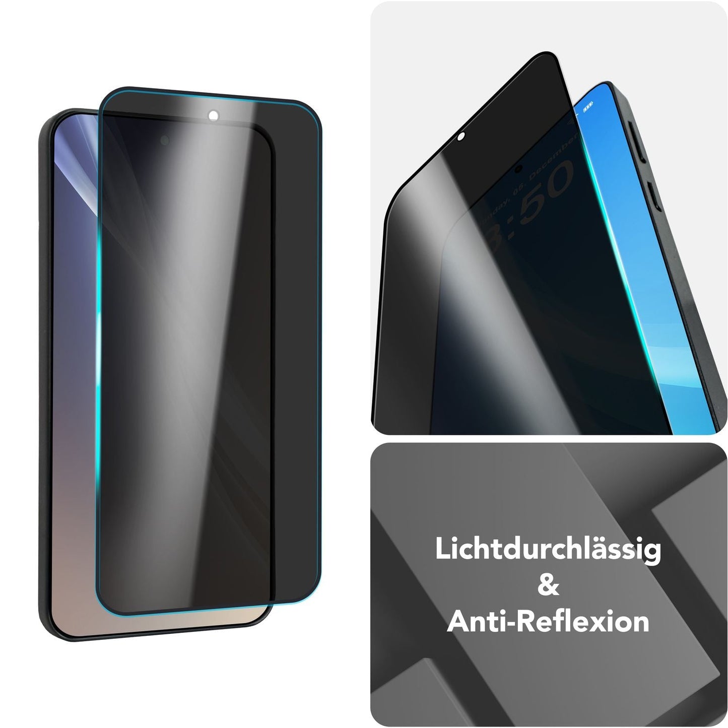 NALIA AntiSpyX für Samsung Galaxy S25 Plus Glas, Privacy Schutzglas mit Applikator zur Installation, 9H gehärtete Anti-Spy Sichtschutz-Folie, Kratzfestes Blickschutz Displayglas