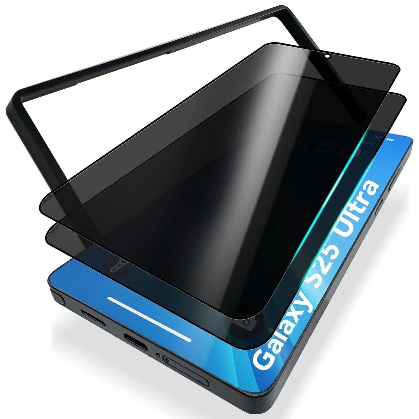 NALIA AntiSpyX fyrir Samsung Galaxy S25 Ultra Glass, skjávörn með staðsetningaraðstoð fyrir uppsetningu, njósnavörn gegn njósnum, rispuþolin olíufælandi 9H skjávörn