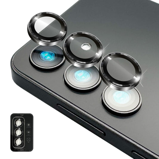 NALIA Focus.Pro CLX für Samsung Galaxy S25 Glas, Reflexionsfreier Kameraschutz, Einzeln Klare Schutzglas Ringe mit Farbrahmen, 9H Linsenschutz für Rück-Kamera, 3 Stück