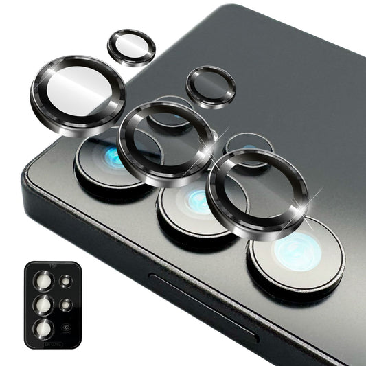 NALIA Focus.Pro CLX for Samsung Galaxy S25 Ultra Glass, Anti-Reflective Camera Protection, Individual Clear Camera Glass Rings with Colored Edge, Lens Protector for Rear Camera, 5 Pieces