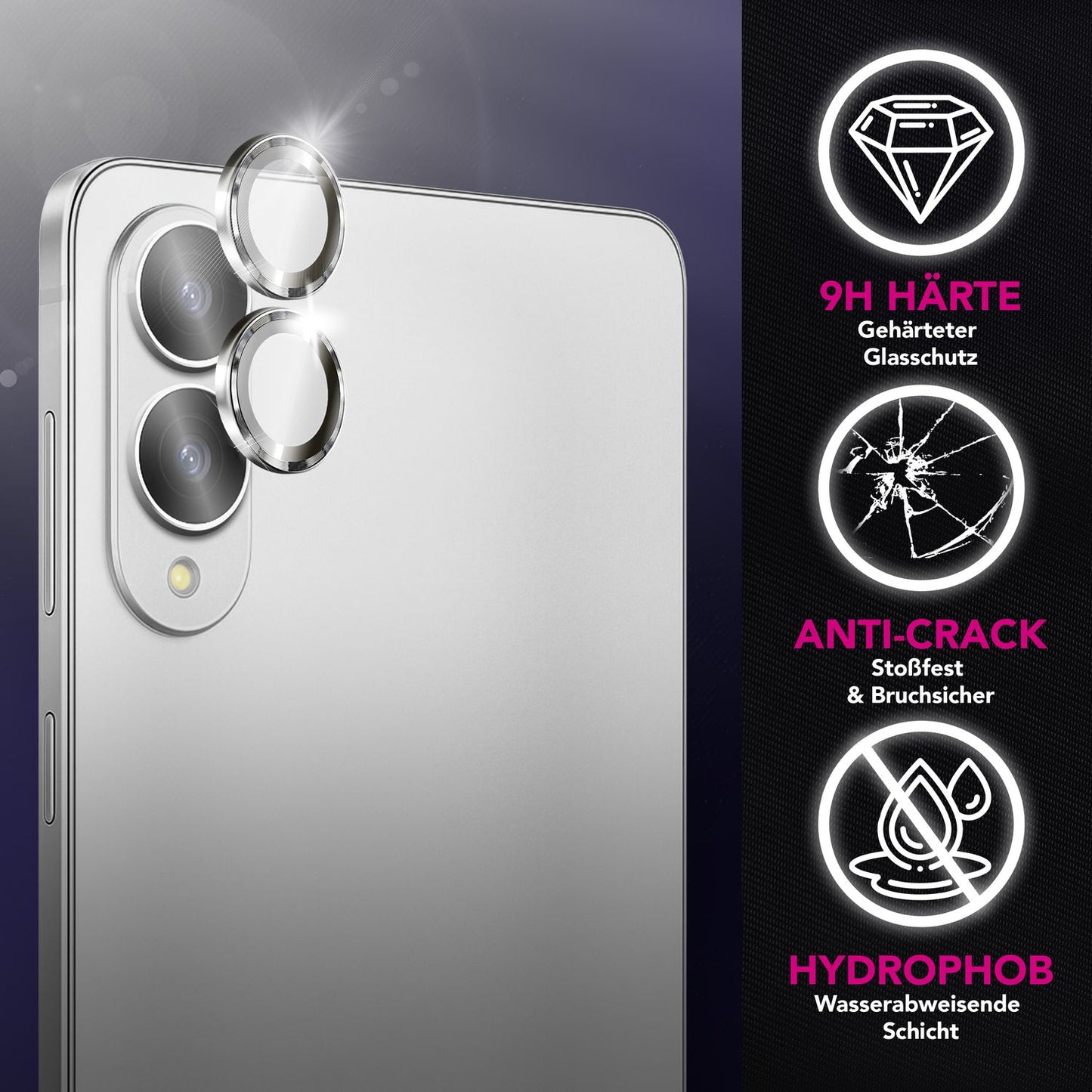 NALIA Focus.Pro CLX Camera Protective Glass for Samsung Galaxy S25 Edge – Lens Ring with 9H Hardness, Anti-Reflection, Crystal Clear Cover, Case Compatible, Scratch-Resistant Glass, 2 Pack