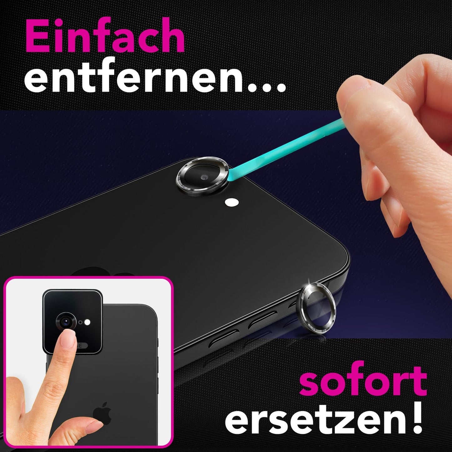 NALIA Focus.Pro CLX Kamera Schutzglas für iPhone 16e – Linsen Glas mit Anti-Reflexion Ring, Ultra-Klar mit 9H Härte, Hüllen-kompatibel, Kratzfestes Kameraglas, Objektiv Abdeckung