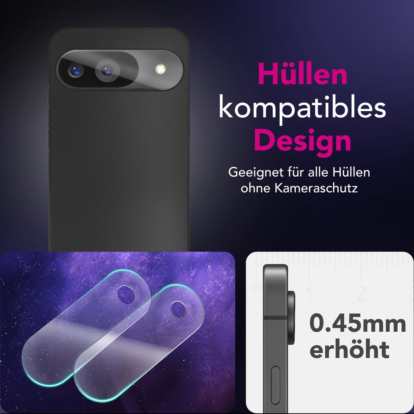 NALIA Focus.X2 MAX Camera Protector for Google Pixel 9 – 2x Camera Protective Glass, Transparent &amp; Scratch-Resistant, Full Lens Coverage, Case Compatible, 9H Hardness, Oleophobic