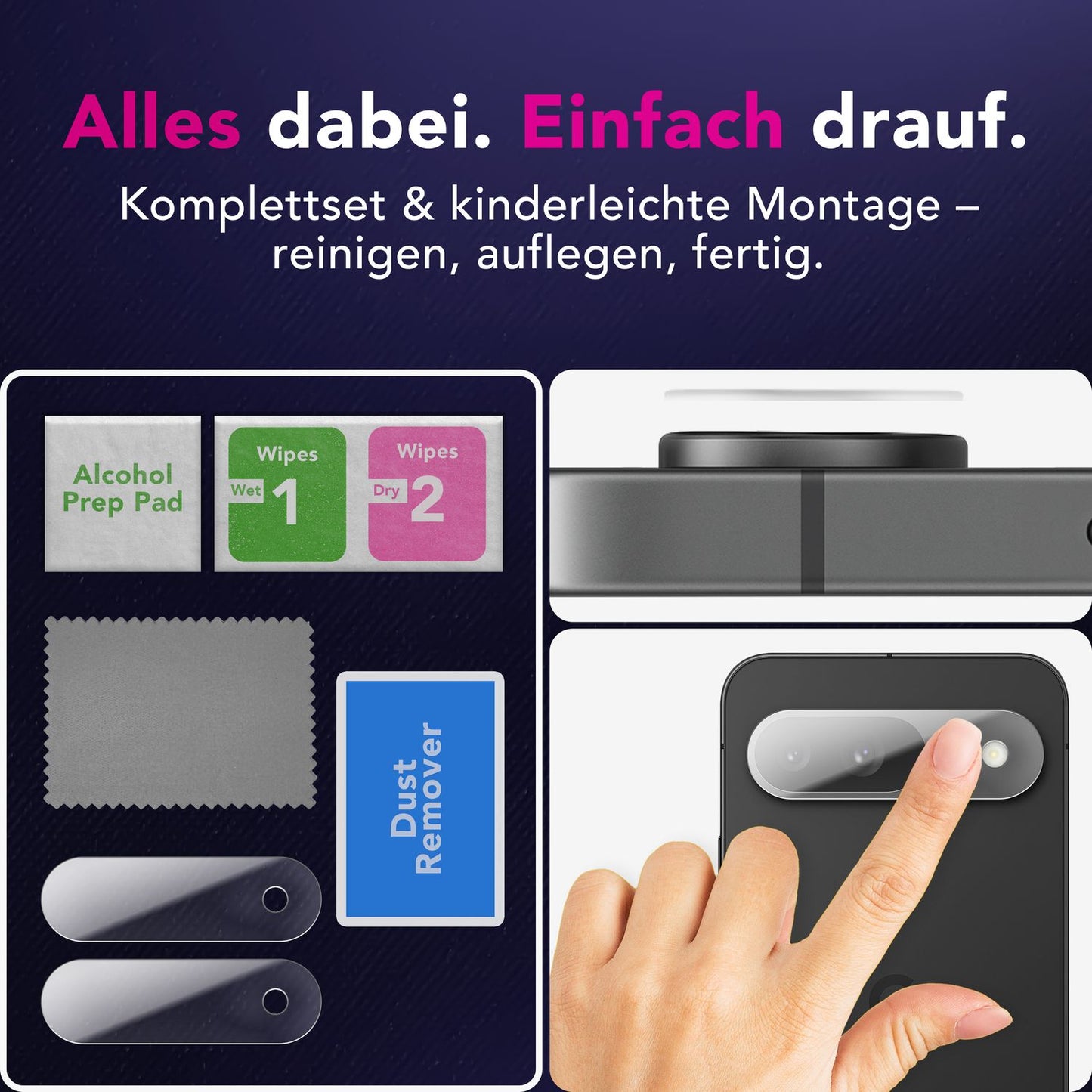 NALIA Focus.X2 MAX Camera Protector for Google Pixel 9 – 2x Camera Protective Glass, Transparent &amp; Scratch-Resistant, Full Lens Coverage, Case Compatible, 9H Hardness, Oleophobic